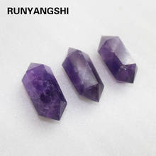 Runyangshi Natural Deep Amethyst crystal Double cusp Crystal column Energy stone hexagonal prism 2024 - buy cheap