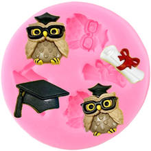 Graduation Silicone Molds Bachelor Cap Hat Owl Cupcake Topper Fondant Cake Decorating Tools Candy Clay Chocolate Gumpaste Mould 2024 - buy cheap
