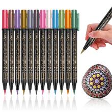 12 colors/lot high quality metallic pen 2mm water based for black brown card Drawing Stationery School supplies 2024 - купить недорого