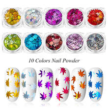 Holographic Multicolor Sequins Chameleon Nail Art Glitter Flakes Fall Leaves Design Laser Maple Leaf Nail Decorations Manicure 2024 - buy cheap