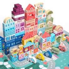 Wooden City Traffic Scenes Building Blocks Game For Kids Early Educational Colour Geometric Shape Assembled Children Toys 2024 - buy cheap