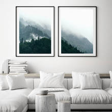 Nórdico moderno paisagem arte da lona impressão pintura floresta montanha cartaz parede fotos para sala de estar decoração da parede 2024 - compre barato