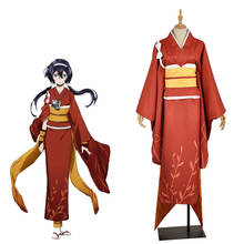 Disfraz de Bungo Stray Dogs para mujer, traje personalizado de Kyoka Izumi, vestido estampado rojo, corsé largo, Kimono Yutaka, ropa 2024 - compra barato
