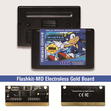 Soniced-Tarjeta PCB dorada sin electrodos para consola Sega Genesis Megadrive, etiqueta Flashkit, 1-EUR, Winter Adventure 2024 - compra barato