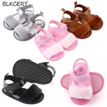 Brand Newborn Baby Shoes for Girl Toddler Summer Shoes Plush Fur Leather Infant Slippers Princess Flats 1 Year Old Boy Footwear 2024 - buy cheap
