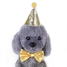 Sombreros para mascotas, disfraz de cumpleaños para perro, Sombrero con lazo, diadema brillante, decoración para fiesta de Navidad, accesorios para mascotas 2024 - compra barato