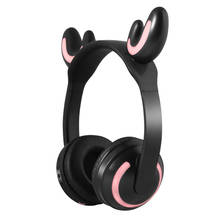 Auriculares inalámbricos con Bluetooth para niños y jóvenes, audífonos LED con orejas de gato y Cable auxiliar, 3,5mm, regalos 2024 - compra barato