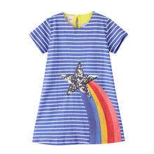 Vestidos de estrela para bebê de verão, vestidos listrados de arco-íris para meninas, roupas de algodão para crianças 2024 - compre barato