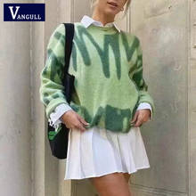 Vangull Fashion Stripes Print Sweater Women Autumn Knitted Warm Pullovers Female Long Jumpers Streetwear Loose Outerwear Sweater 2024 - buy cheap