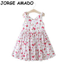 Flower Girl Dresses 2021 Easter Baby Girl Floral Dress Strawberry V neck Cotton Sundress Dress Girl Clothes E17131 2024 - buy cheap