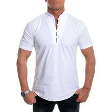 Men's Summer Short Sleeve T shirts 2021 New Male Solid Color Mandarin Collar shirt Tops Plus Size M-5XL 2024 - buy cheap