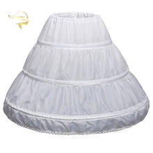 Vestido de encaje blanco elegante enagua infantil para niña, falda interior de cintura elástica con 3 aros, combinación completa 2024 - compra barato