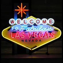 Добро пожаловать в сказочный неоновый знак Лас-Вегас 10 кВ, стеклянный светильник, настенный неоновый светильник, настенный эстетический комнатный декор, цветная лампа внутри 2024 - купить недорого