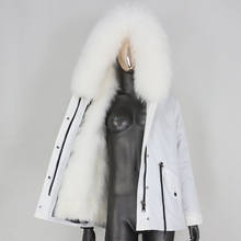 BLUENESSFAIR 2020 Waterproof Parka Real Fox Fur Liner Coat Natural Fox Raccoon Fur Collar Hood Winter Jacket Women Removable New 2024 - buy cheap