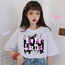 Camisetas Harajuku y2k para mujer, remeras kpop para mujer, de cómo te gusta eso camisetas negras, camisetas rosas para mujer, ropa de estética Coreana de gran tamaño 2024 - compra barato