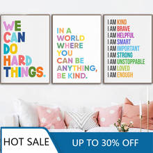 Be Kind Canvas Painting Posters Prints Nordic Encourage Quote Letter Positive Affirmations Word Pictures Nursery Kids Room Decor 2024 - buy cheap