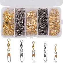 150PCS/Box Fishing Swivels Barrel Swivels With Safty Snaps Fishing Connector Snap Swivels Solid Rings Fishing Tackle 2024 - buy cheap