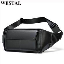 WESTAL Men's Belt Bag for Phone Leather Waist Bag Men Black Pouch Bags Male Fanny Pack Genuine Leather Bag for Men Waist Packs 2024 - buy cheap