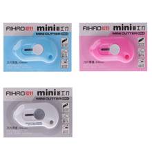 Mini faca portátil linda de cor sólida cortadora de papel papelaria de escritório m17f 2024 - compre barato