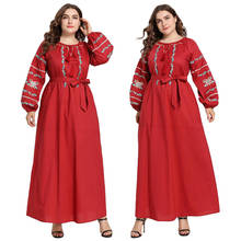 Vestido de manga larga con bordado de Ramadán Abaya para mujer, caftán étnico, cinturón de Dubái, Jilbab, vestido de cóctel para fiesta, túnicas islámicas 2024 - compra barato
