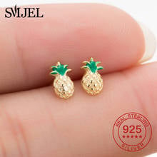 Small Bohemian Mini Pineapple Earrings 925 Sterling Silver Fashion Fruit Plant Earrings for Women Wedding Fine Jewelry Gift 2024 - buy cheap