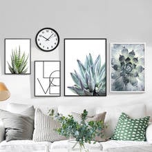 Póster de lona botánico suculenta de planta verde, impresión decorativa nórdica, arte de pared, pintura, imágenes escandinavas, decoración moderna del hogar 2024 - compra barato