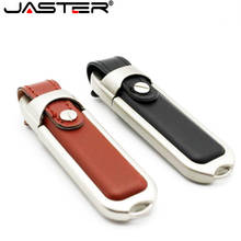 Jaster pen drive de couro marrom, alta qualidade, usb 2.0, 4gb, 8gb, 16gb, 32gb, h2pass 2024 - compre barato