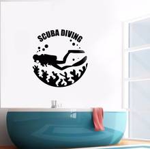 Adesivo de parede de vinil para mergulho ac380, peça de decoração para mergulho, esportes de diver, sportsman adesivo de vinil, sea 2024 - compre barato