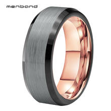 Black Rose Gold Tungsten Wedding Band For Men Women Brushed Bevel Edges 8MM Comfort Fit 2024 - buy cheap