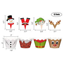 24PCS/Set Christmas Cupcake Toppers Wrappers Party Supplies Snowman Santa Claus Reindeer Elf Xmas Decor Tools 2024 - buy cheap