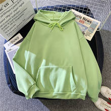 Sudadera con capucha de manga larga para mujer, suéter informal con bolsillo y cordón, Color verde, azul, gris y blanco, ropa de calle para otoño 2024 - compra barato