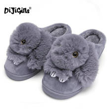 Winter Cute Rabbit Women Slippers Cartoon Faux Fur Platform Female Home Shoes Fluffy Casual Indoor Slipper Footwear Dropshipping 2024 - buy cheap