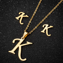 26 Initial Necklace Set Jewelry Stainless Steel Gold Silver Color Letter Chain Letter Pendant Accessory Jewelry Gift Pendientes 2024 - buy cheap