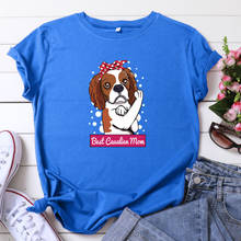 Camisa de verão das mulheres 100% cavalier rei charles spaniel cachorro impressão plus size S-5XL o-pescoço manga curta moda casual camisetas 2024 - compre barato