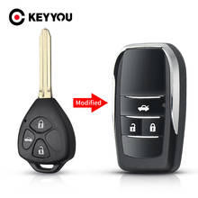 Модифицированный откидной складной чехол KEYYOU с 2/3/4 кнопками и лезвием TOY43 для Toyota Camry Corolla RAV4 чехол для дистанционного ключа чехол для автомобильного брелка чехол для ключа 2024 - купить недорого