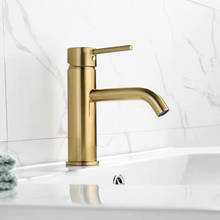 Basin Faucet Brushed Gold/ Brushed Nickel Stainless Steel Single Handle Bathroom Faucets Cold Hot Water Sink Mixer Taps Torneira 2024 - buy cheap