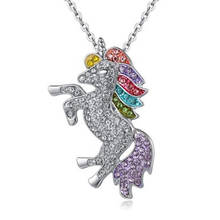 FSUNION-Colgante de unicornio para el Día de los niños, collar de Color plateado, joyería para mujer, regalos 2020 2024 - compra barato