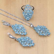 Blue Australian Crystal White Zircon Women 925 Sterling Silver Jewelry Sets Wedding Earring/Pendant/Necklace/Ring Free Gifts Box 2024 - buy cheap