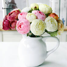 Lovegrace-ramo de flores artificiales de seda para dama de honor, 10 cabezas, Rosa flor de loto, arreglo hecho a mano, ramo de boda para el hogar 2024 - compra barato
