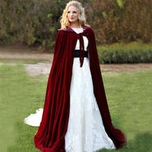 Long Burgundy Velvet Wedding Wrap Floor Length Bridal Capes Cloak Wraps Winter Vintage Coat Keep Warm Wedding Accessories 2024 - buy cheap