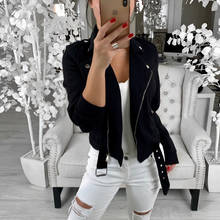 Fashion Zipper Long Sleeve Bomber Jacket Women 2019 Autumn Turndown Red Black Coats And Jackets Women Veste Femme 2024 - buy cheap