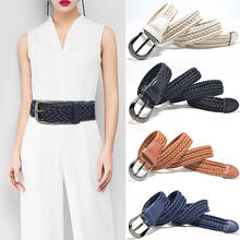 Fashion Women Braided Waistband Casual PU Leather Narrow Thin Buckle Strap Waist Belt Candy Skinny Waistband Braided Belt 2024 - buy cheap