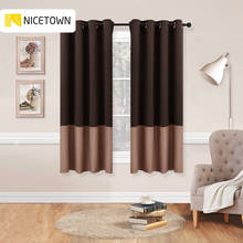 NICETOWN 1PC 2 Tones New Color Block Window Curtains Window Covering Fashion Thermal Insulated Grommet Blackout Drapery Panel 2024 - buy cheap