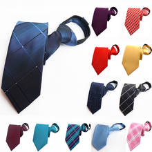 Corbata con cremallera para hombre, traje Formal comercial, corbata del perezoso a rayas, corbata estrecha para boda 2024 - compra barato