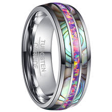 NUNCAD Tungsten Carbide Ring 8mm Wide Dome Steel Inlaid Acacia Purple Color Opal Tungsten Ring 2024 - buy cheap