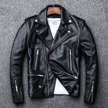 Spring and Autumn Natural Sheepskin Leather Jacket Black Soft Men's Motocycle Jackets Motor Clothing Biker Slim Short Coat 2024 - buy cheap