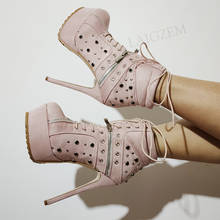 SEIIHEM Pink Women Ankle Platform Boots Studded Short Booties High Heels Bottines Female Lady Shoes Woman Large Size 43 44 50 52 2024 - buy cheap