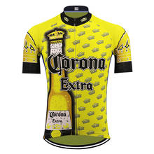 Clássico retro cerveja camisa de ciclismo amarelo men pro equipe ciclismo roupas qualidade superior camisa da bicicleta mtb ropa movimient 2024 - compre barato