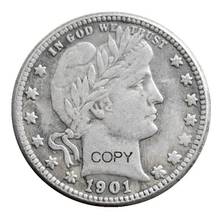 Us 1901 p/s/o dólares do quarto de barbeiro banhados a prata cópia de moeda 2024 - compre barato
