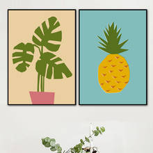 Quadros de parede de abacaxi verde de desenho animado, posteres e impressões nórdicas, arte de parede de quarto infantil, pintura de tela para decoração de sala de estar 2024 - compre barato
